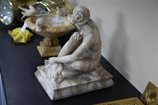 A 19th century Italian alabaster figure of The Bather, 14in.